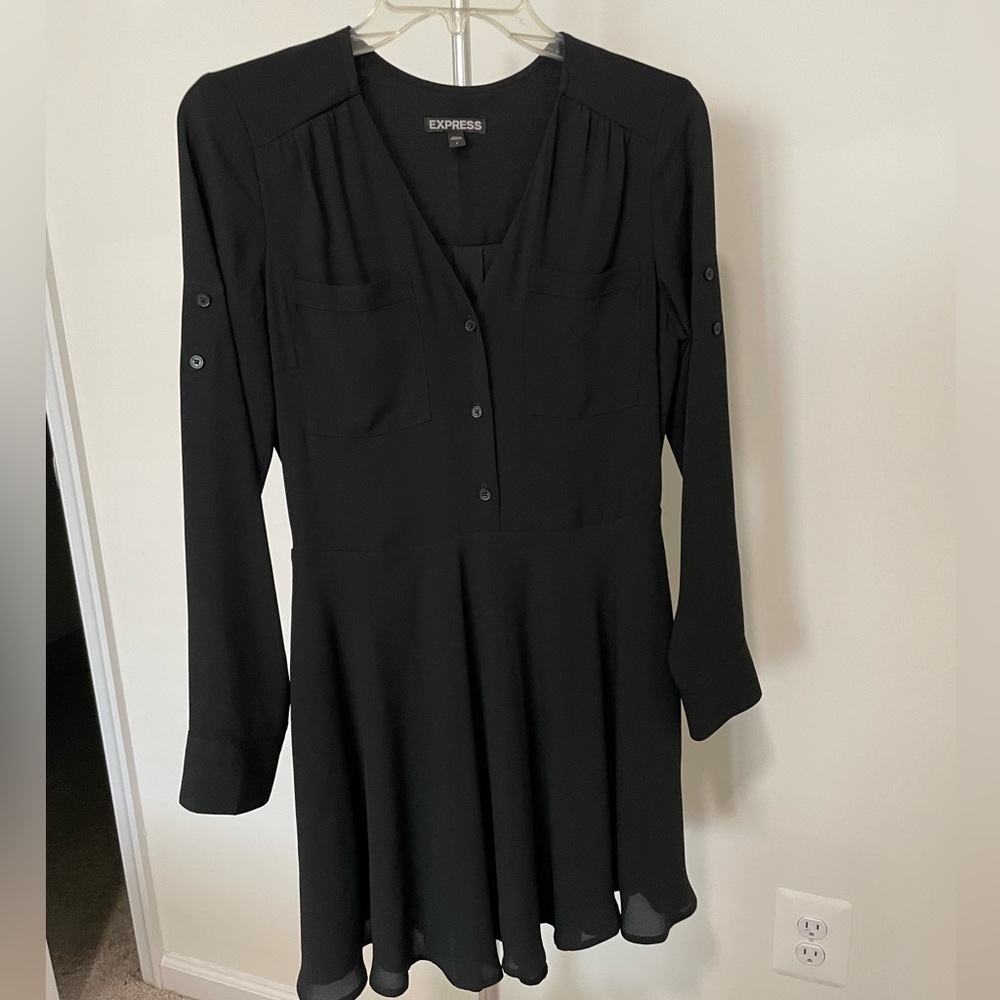 Black long sleeve skater dress